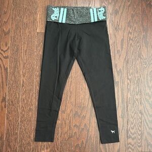 PINK Victoria's Secret Black Leggings with Gray Waistband
